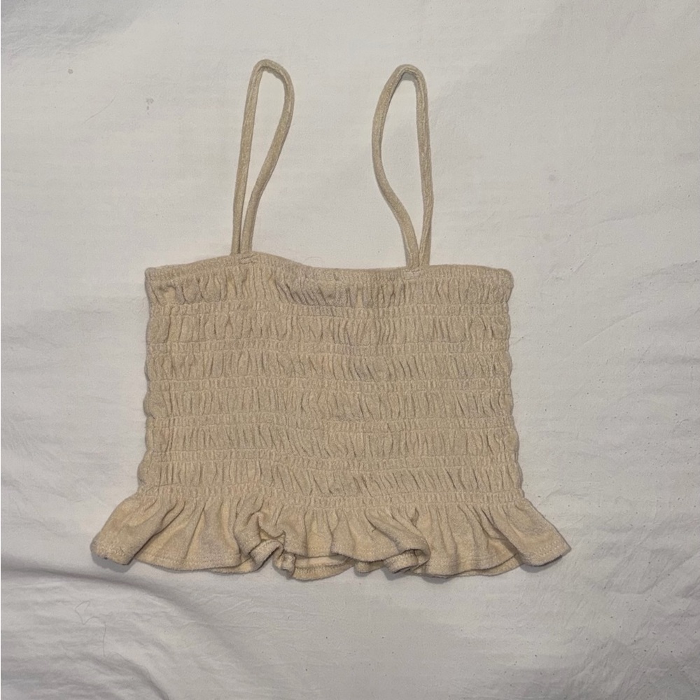 Beige Ruffled Women's Top